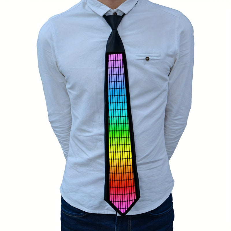 New Product: Voice-Controlled EL Luminous Tie – Innovative and Unique Creative Wear, Perfect for Festivals, Nightclubs, and Party Performances (Excludes 2 AAA Batteries)