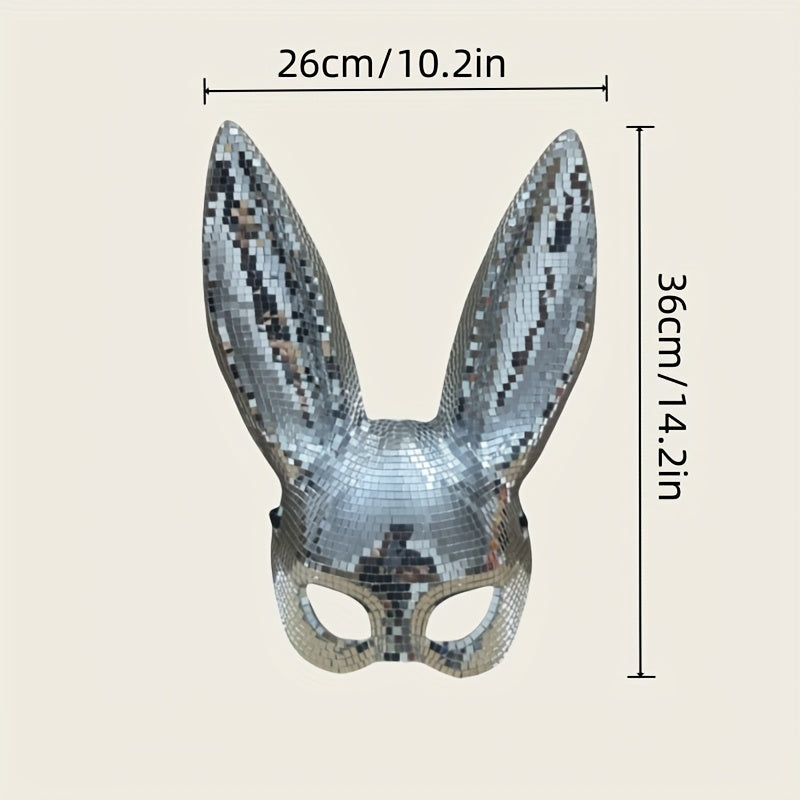 1 Stylish Rabbit Half Mask - Disco Reflective Bunny Mask - Suitable for Costume Parties, Easter, and Halloween - Home Decor
