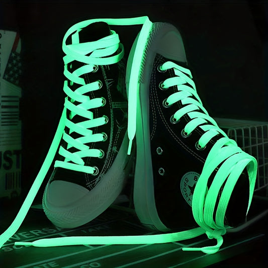 1pair Luminous Shoelaces Men's Women's Sneakers Shoelaces, Glow In The Dark, Fluorescent Shoelaces For Party Dance Dress Up