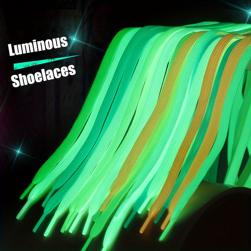 1pair Luminous Shoelaces Men's Women's Sneakers Shoelaces, Glow In The Dark, Fluorescent Shoelaces For Party Dance Dress Up