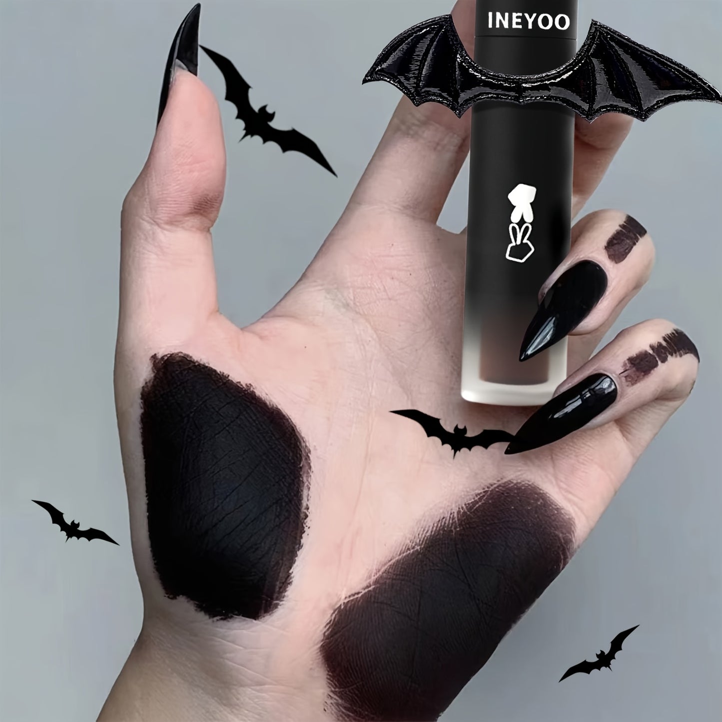 Intense Gothic Matte Nourishing Lip Gloss, Creating a Mysterious And Deep Makeup Look with Long-Lasting Color Payoff. Exquisite And Compact, Easy to Carry, a Must-Have for Parties And Travel. Includes One Black Bat-Shaped Cra