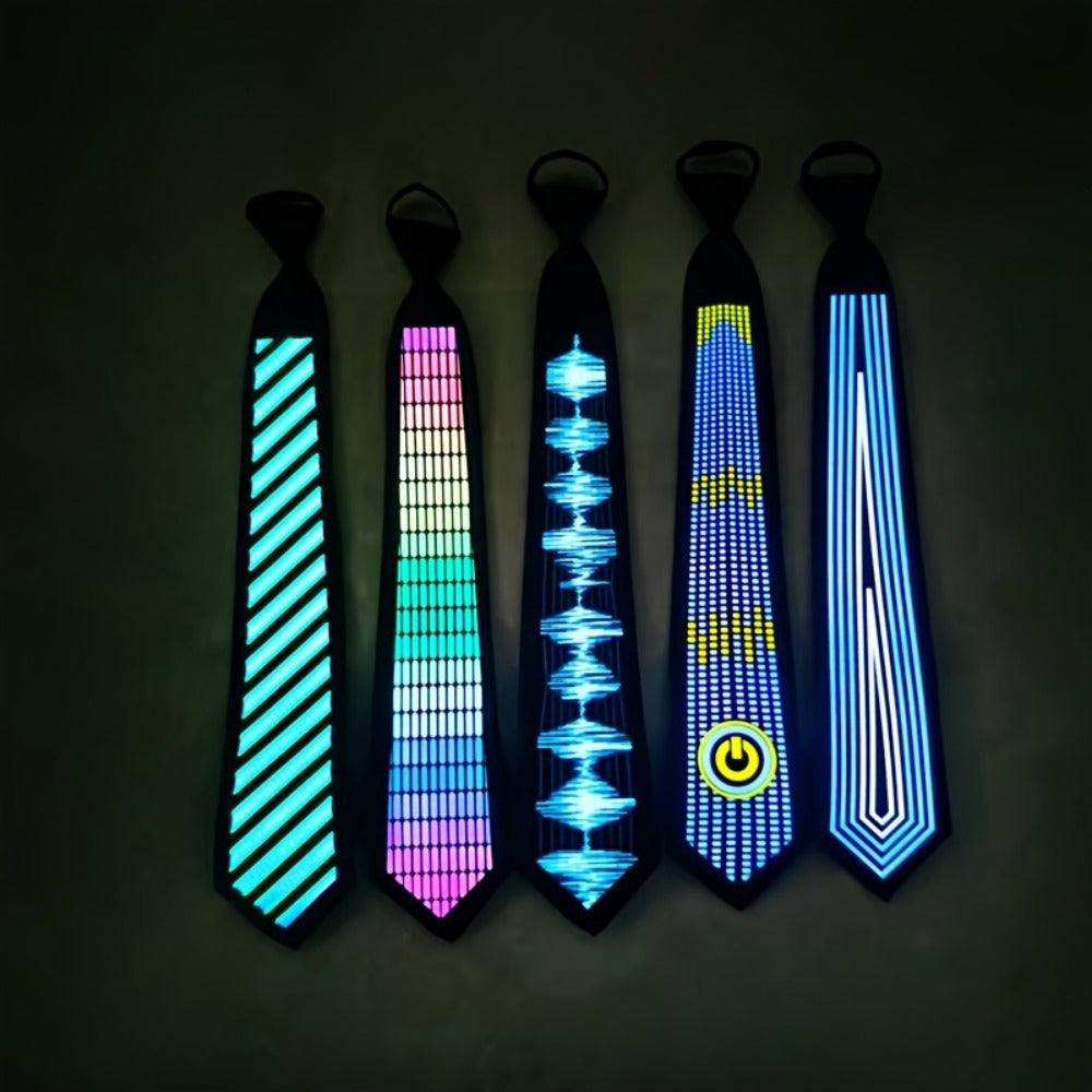 New Product: Voice-Controlled EL Luminous Tie – Innovative and Unique Creative Wear, Perfect for Festivals, Nightclubs, and Party Performances (Excludes 2 AAA Batteries)