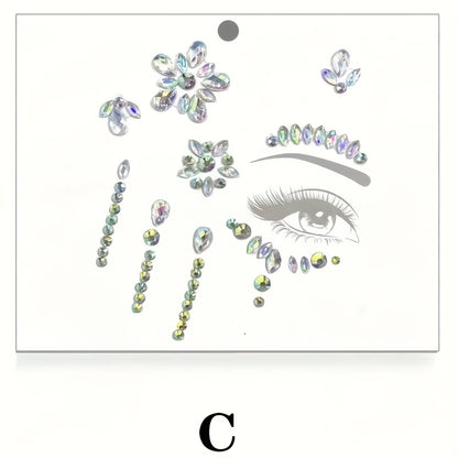 1pc Sparkling Rhinestone Eye Jewelry Sticker - Glittering Artificial Diamond Face Decoration, Suitable for Festivals, Cosplay, Parties and Photo Shoots, ABS Material, Round, Multi-Season Makeup Accessory, Party Face Decoratio