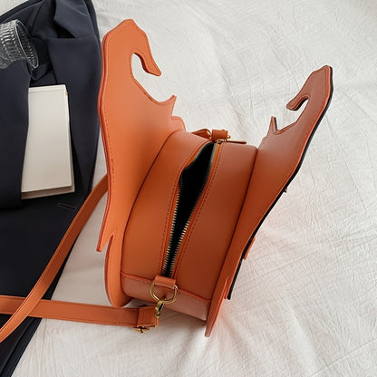 [Halloween Accessories] Halloween Pumpkin Crossbody Bag for Women - Large Capacity Synthetic Faux Leather Shoulder Purse with Adjustable Strap, Zipper Closure, and Festive Orange & Black Design, Halloween Accessories