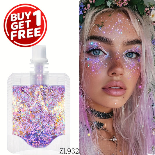 2pcs mermaid Gel Body Glitter- Vibrant Sequin Mermaid Makeup, Eye Shadow & Face Patch, Ideal for Beach & Party Looks, Very suitable for music festivals,Beach Makeup|Vibrant Glitter |Colorful Glitters