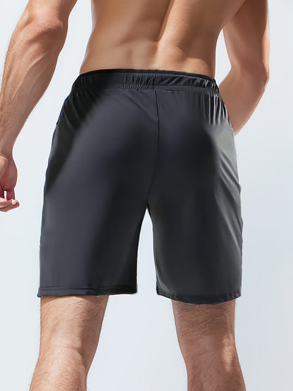 [Moisture-Wicking Shorts] Moisture-Wicking Men's Athletic Shorts | Lightweight Gym Training Shorts with Zipper Pockets & Drawstring Waist - Geometric Pattern, Machine Washable for Casual & Active Wear