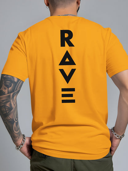 Men's Trendy Summer Short-Sleeve T-Shirt with "Rave" Graphic Print - Breathable, Versatile Round Neck Tee for Beach Vacations & Casual Wear, Breathable Clothing | Relaxed Fit Shirt | Comfortable Fabric, Shirts for Summer