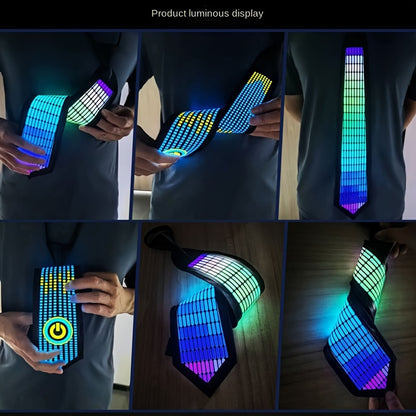 New Product: Voice-Controlled EL Luminous Tie – Innovative and Unique Creative Wear, Perfect for Festivals, Nightclubs, and Party Performances (Excludes 2 AAA Batteries)