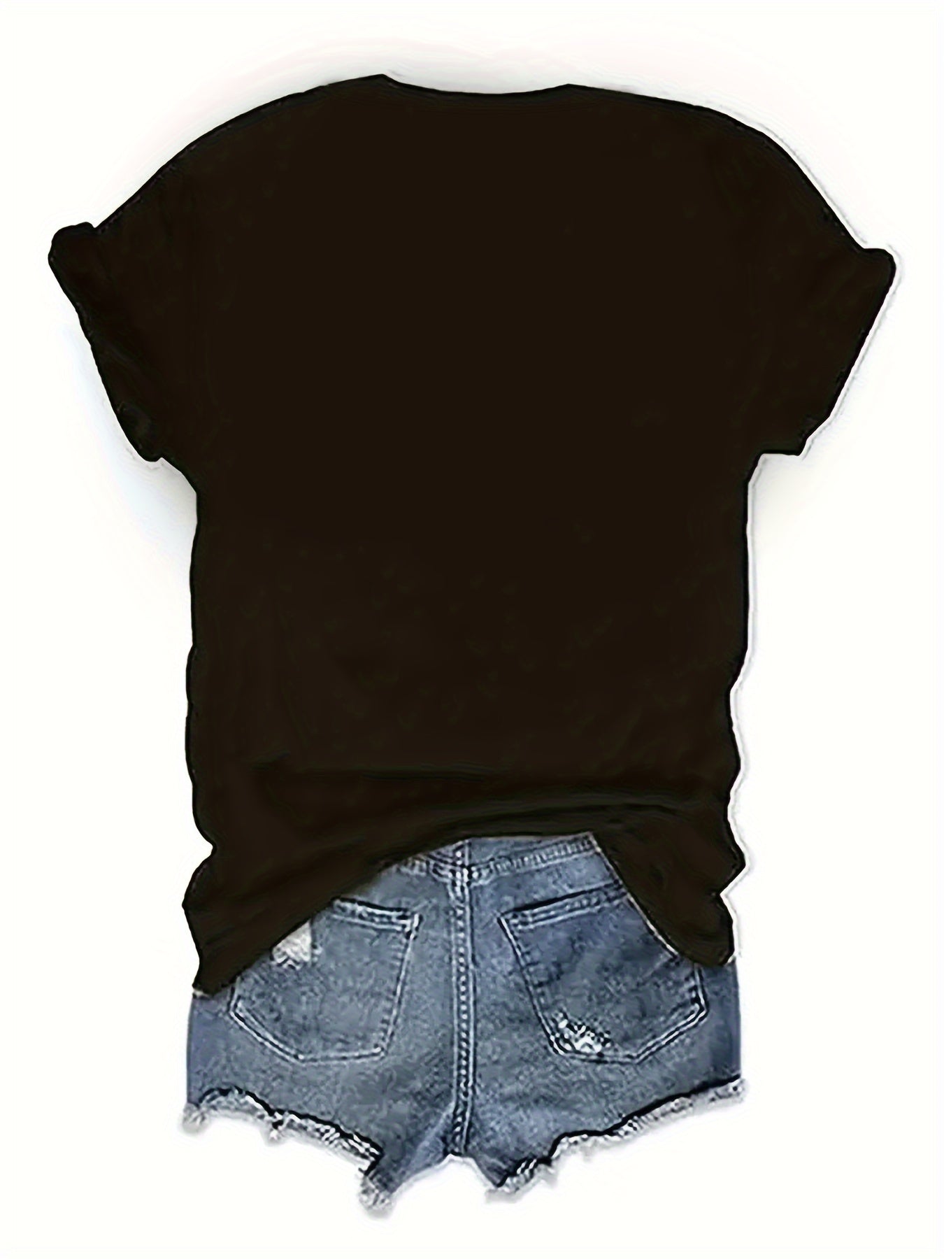 [Halloween Pumpkin T-Shirt] Halloween Pumpkin Graphic T-Shirt for Women | Casual Crew Neck Short Sleeve Top, 95% Polyester 5% Elastane, Knit Fabric, All Seasons, 200gsm - Black
