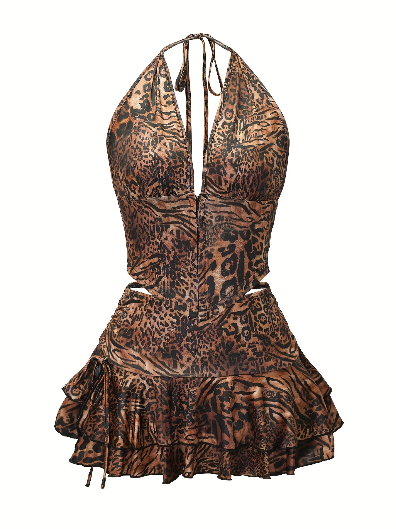 Cross-border Summer New Leopard Print Off-Shoulder Vest Low-Waist Skirt Set Sexy Two-Piece Women's Outfit