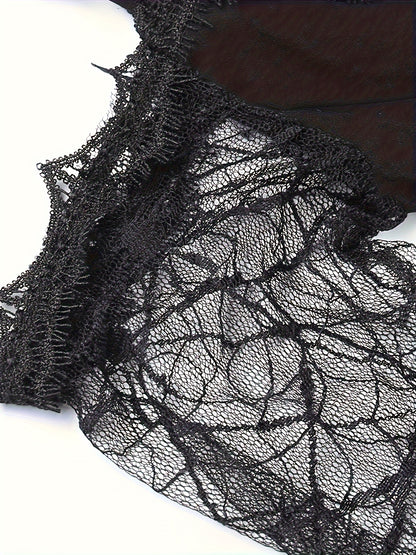 European And American Fashion Dark Wind Lace Patchwork Cobwed Tight Irregular Skirt High Waist Slimming Dress