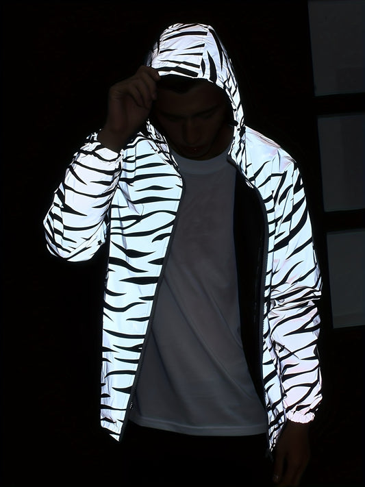 Men's Reflective Zebra Stripe Hooded Jacket
