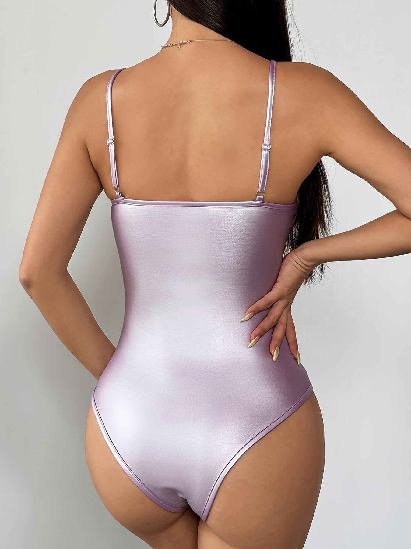 Directional - Sexy Backless Fishbone Steel Ring Bodysuit with Satin Sequins for Street Style K0686