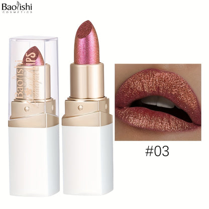 BAOLISHI Chameleon Shiny Lipstick, Highly Pigmented Metallic Lipstick Shiny Gradient Color Long-lasting Makeup Sparkle For All Day For Music Festival