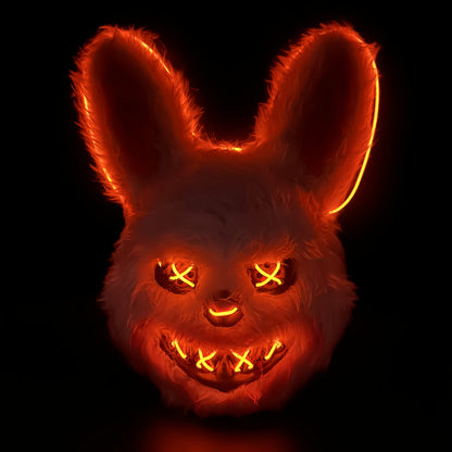 Spooky Glowing Bunny and Bear Mask - Orange, Plastic, Battery-Operated Halloween, Easter, Carnival Costume Prop with X-Eyes and Sharp Teeth Design, Includes Battery Holder (Batteries Not Included), Halloween Costume | Playful