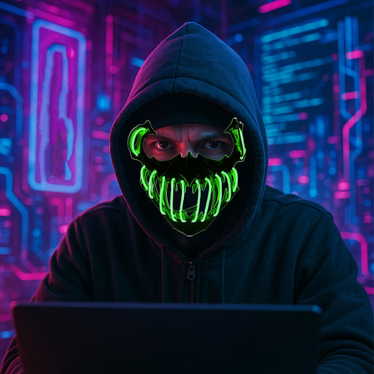 LED Glowing Skull Mask - Essential for Halloween Horror Parties, EDM Festivals, and Night Events. Unisex Design Perfect for Halloween/Carnival/Music Festival, Scary Halloween Costume, Halloween Costumes for Women, Women Hallo