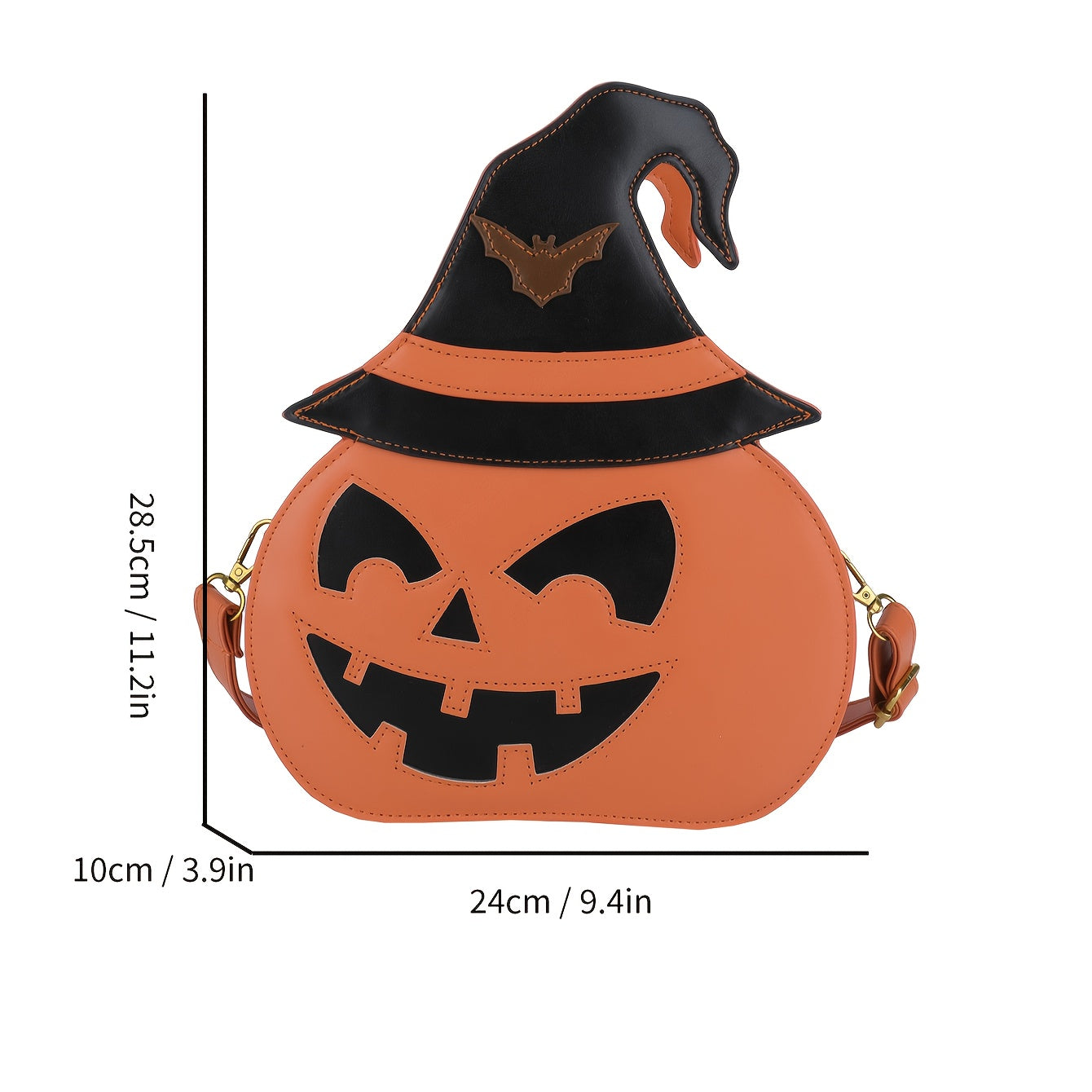 [Halloween Accessories] Halloween Pumpkin Crossbody Bag for Women - Large Capacity Synthetic Faux Leather Shoulder Purse with Adjustable Strap, Zipper Closure, and Festive Orange & Black Design, Halloween Accessories