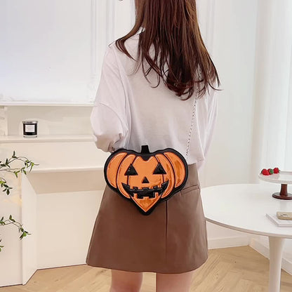 [Pumpkin Novelty Shoulder Bag] Fashion Halloween Women's Pumpkin Shoulder Bag Novelty Devil Messenger Bag