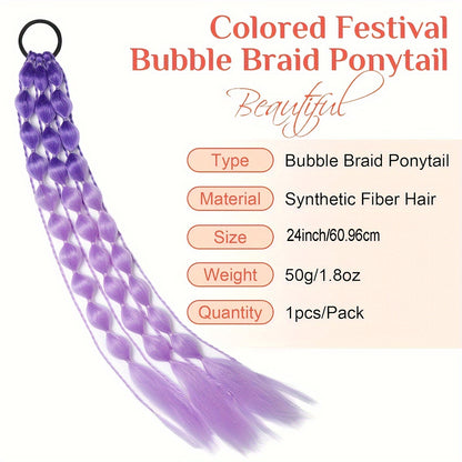 [1PCS Y2K Fashion Ponytail] 1PCS Y2K Fashion Bubble Braided Synthetic Ponytail Extension | Elastic Scrunchie Hairpiece, Versatile Style for Women, Suitable for All Occasions, Carnival/Mardi Gras/Masquerade