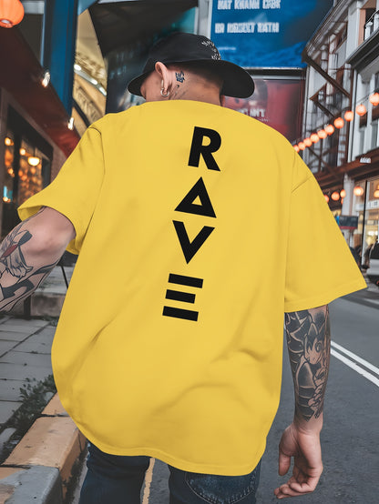 Men's Trendy Summer Short-Sleeve T-Shirt with "Rave" Graphic Print - Breathable, Versatile Round Neck Tee for Beach Vacations & Casual Wear, Breathable Clothing | Relaxed Fit Shirt | Comfortable Fabric, Shirts for Summer