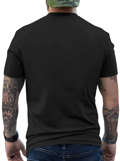 [Halloween Graphic Tee] Halloween Graphic Tee - Men's 3D Pumpkin Motorcycle Print T-Shirt | 100% Polyester Knit Fabric, Casual Crew Neck, Slight Stretch, Regular Fit, 110gsm