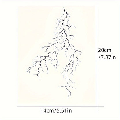 1pc Large Gothic Dark Style Black and Red Lightning Temporary Tattoo Sticker, Waterproof Creative Abstract Sexy Line Art, Halloween Blood Lightning Original Herbal Juice Tattoo Decal, Body Art