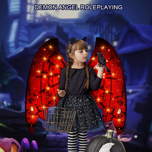[Glowing Demon Angel Wings] Colorful Light-Up Demon Angel Wings | Music-Synced Flapping Halloween Costume Prop for Parties, Performances, Role-Playing, Themed Events - Indoor/Outdoor Decorative Toy Gift