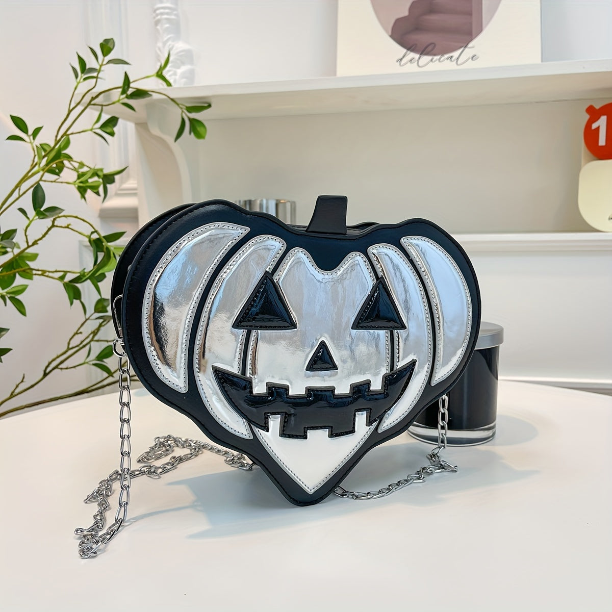 [Pumpkin Novelty Shoulder Bag] Fashion Halloween Women's Pumpkin Shoulder Bag Novelty Devil Messenger Bag