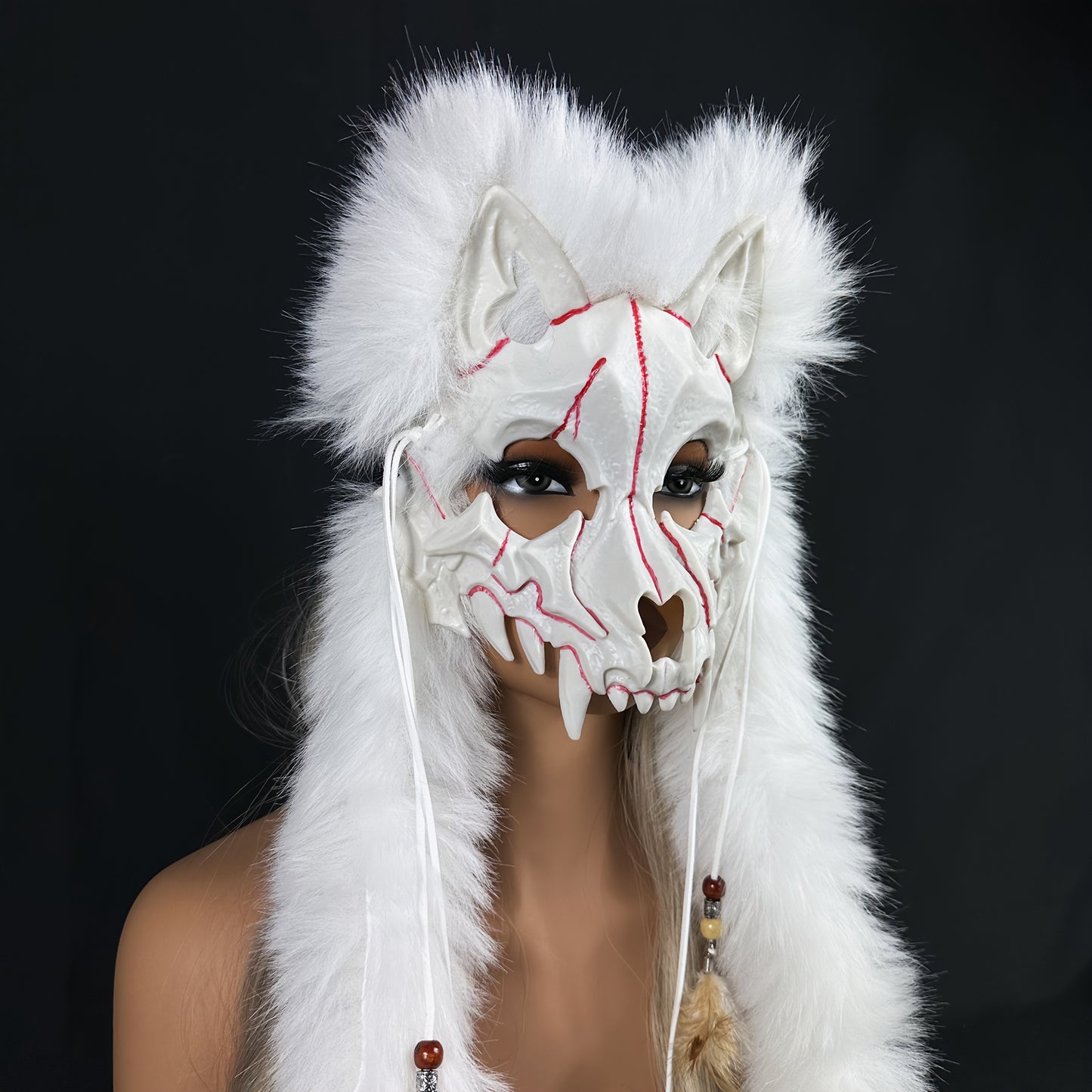 Viking Warrior Werewolf Mask - Handmade Faux Fur Headpiece with Intricate Design, No Feathers, Battery-Free for Halloween, Christmas, Costume Parties & Themed Events - Dramatic Cosplay Accessory for Adults, Halloween Costume,