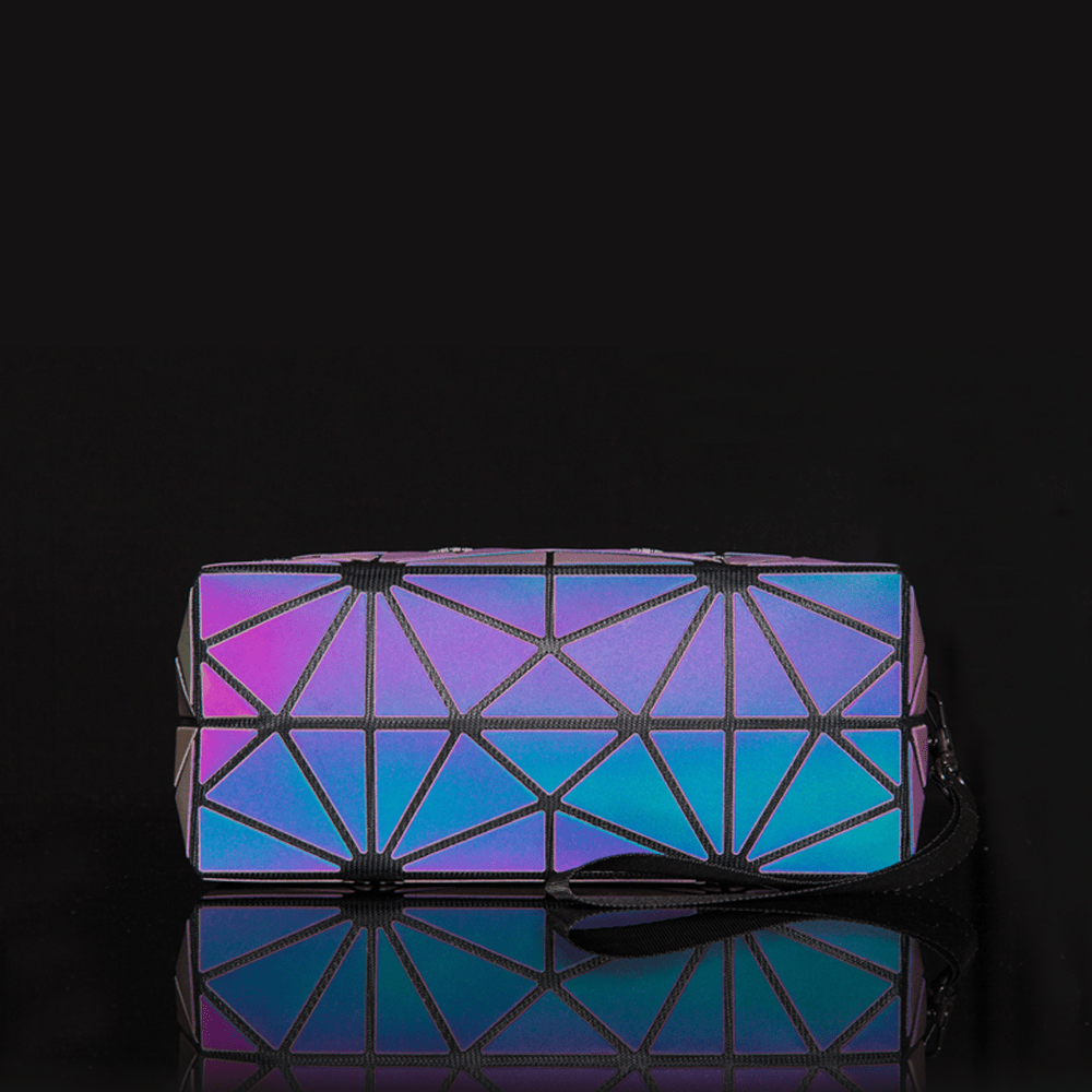 UK LOCAL SELLER - Holographic & Reflective Makeup Bag Medium - Glow in The Night Geometric Rhombus Polyester Lightweight Luxury Cosmetic Pouch Durable with Smooth Zip Multi-Purpose Use Travel Purse | Sent and Fulfilled from U