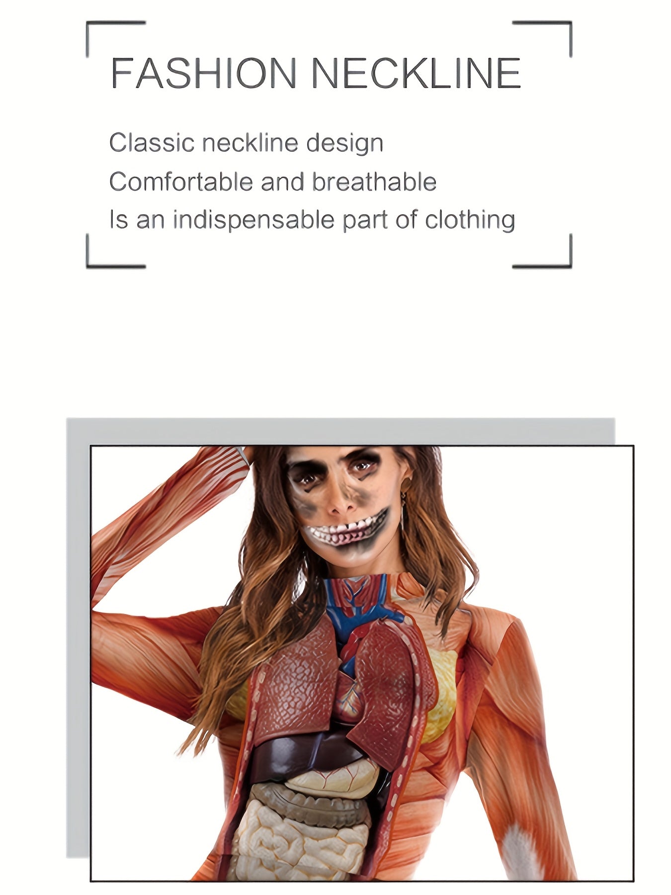 Women'S Halloween Skeleton Costume - Stretchy Bodycon Jumpsuit with Stand Collar, Long Sleeves & High-Low Hem, Form-Fitting Stretchy Fabric for Halloween Parties, Carnivals & Themed Events, Halloween Costumes, Carnival Attire