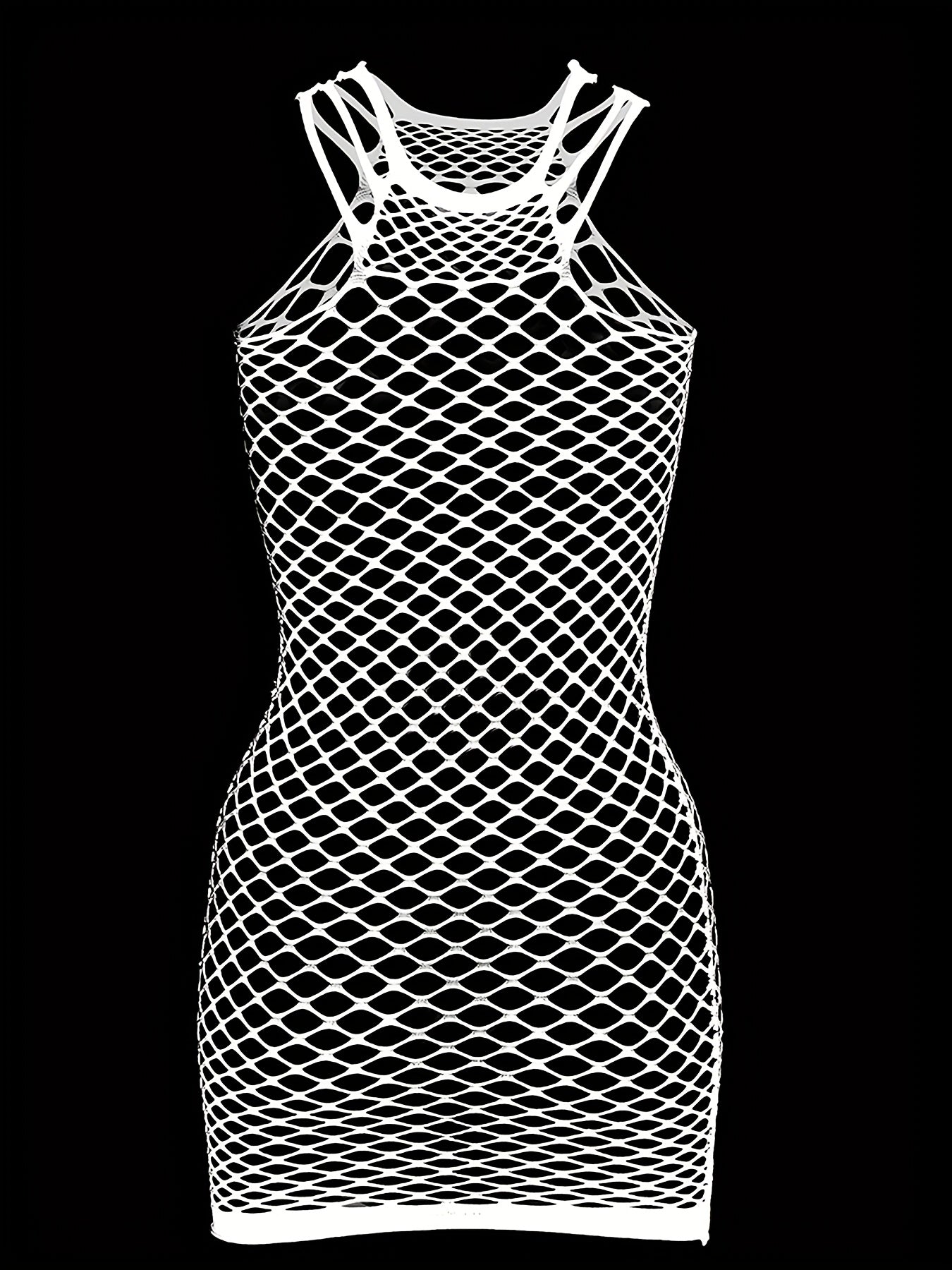 Glow-in-the-Dark Fishnet Bodycon Dress - Sexy Hollow Out Design, Sleeveless Mesh Cover Up for Women, Perfect for Music Festivals, Summer Beach Vacations & Nighttime Parties, Cute Bodycon Dress, Festival Fashion, Seethrough Ma