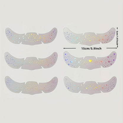 6 Sheets Glitter Freckles Holographic Stickers Heart Freckle Tattoos Glitter Stickers Waterproof Temp Tattoos with Glittery Star Heart Dot Pattern for Party Festival Daily Makeup