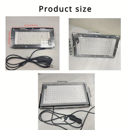 USB Powered Black Light with 50/96/144 LEDs, Metal UV Floodlight for Luminous Parties, Halloween/Christmas, Body & Fluorescent Painting, Birthday & Neon Events, Switch Control, No Battery Required, Night Light Rechargeable