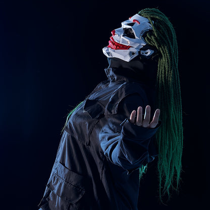1pc Joker Clown Costume Mask - Inspired Horror Joker Mask with White & Red Lip Design, Clear Eyes & Sharp Jawline - Non-Toxic & Easy-to-Wear for Cosplay, Carnival, Costume Parties - Joker Makeup Effect for Adults & Teens (No