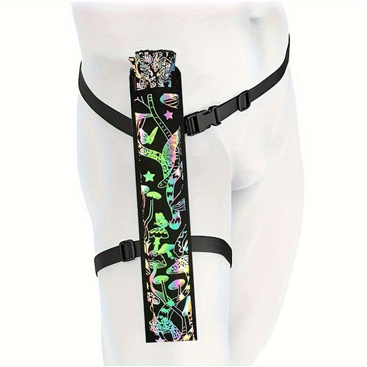 Large Glitter Rave Folding Clack Hand Fan with Holster - Vibrant Mosaic Pattern, Durable Bamboo for Festivals, Halloween, EDM Parties, Burlesque & Drag Queen Performances - Unisex Accessory, Halloween Accessory | Contemporary