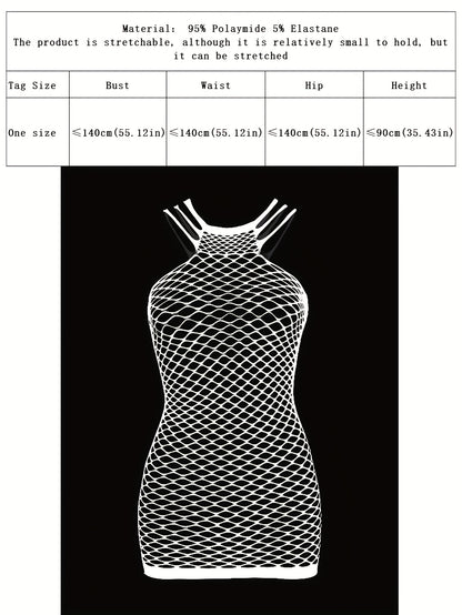 Glow-in-the-Dark Fishnet Bodycon Dress - Sexy Hollow Out Design, Sleeveless Mesh Cover Up for Women, Perfect for Music Festivals, Summer Beach Vacations & Nighttime Parties, Cute Bodycon Dress, Festival Fashion, Seethrough Ma