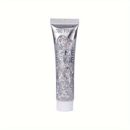 [Glitter Body Gel] Multi-Use Long-Lasting Body Glitter Gel | Plant-Based Ingredients, 6-Sided Shape, For Face, Hair, Eyes, Music Festivals, Parties, Carnival/Mardi Gras/Masquerade