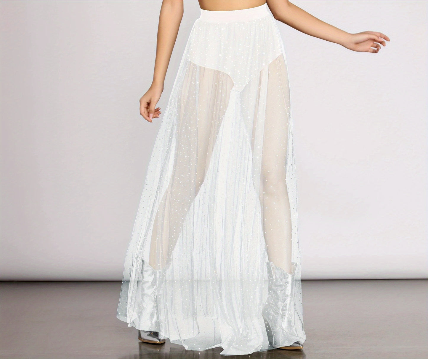 Sexy Sheer Mesh Polka Dot A-Line Skirt with Side Slit & Tassel Details - Youthful Nightclub & Party Skirt for Women, Spring Summer Fall Fashion, Clubbing Attire | Highwaisted Design | Formfitting Silhouette