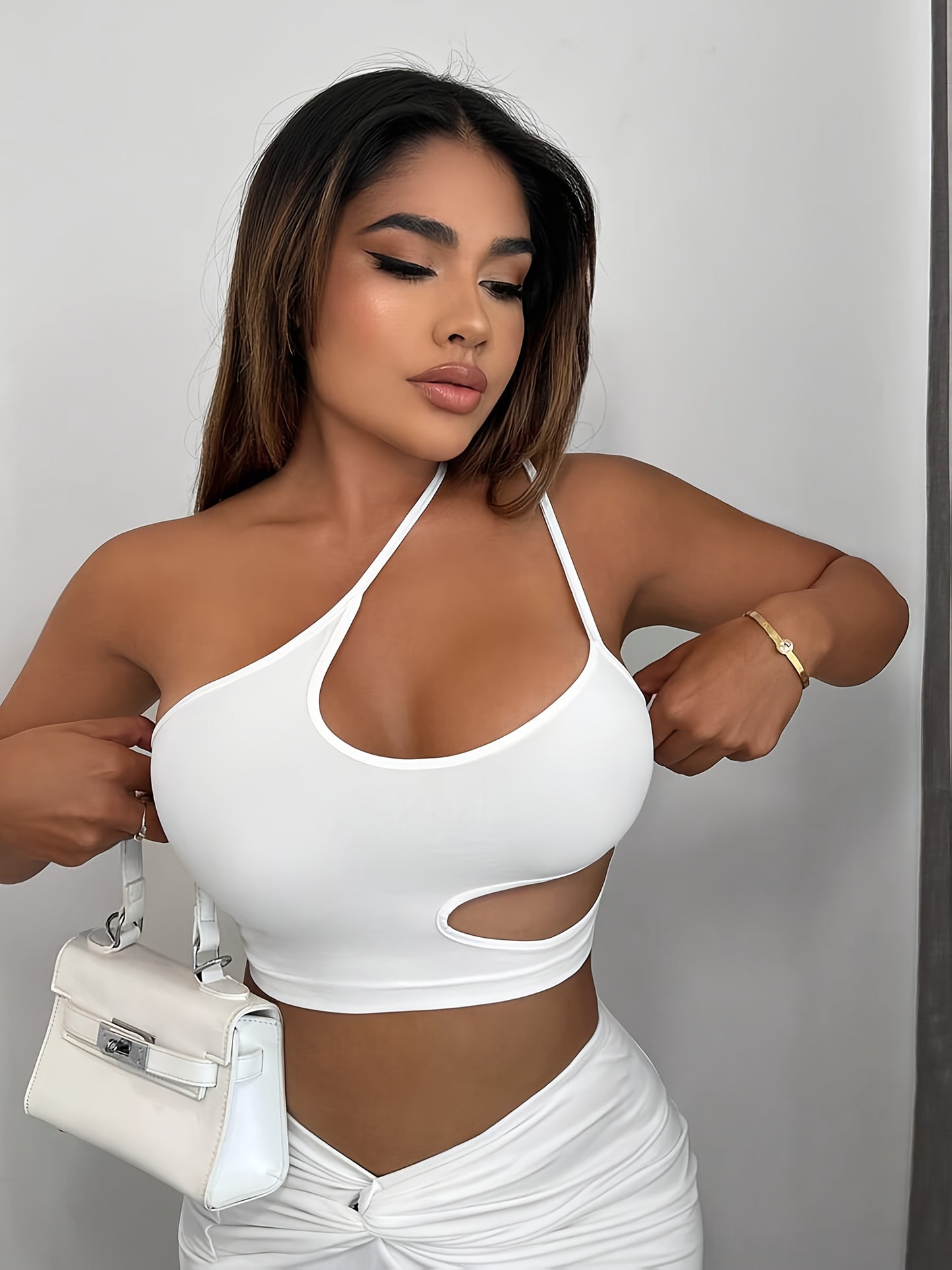 Women'S Sexy Neon Green One-Shoulder Cut-Out Crop Top - Stretchy Workout & Casual Wear, Perfect for Fitness, Parties, and Casual Attire, Fitness Apparel | Neon Green Top | Cutout Design, Gym Clothes