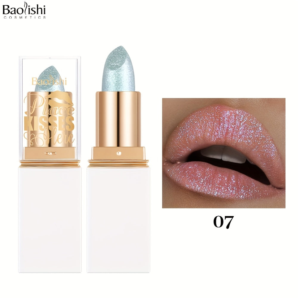BAOLISHI Chameleon Shiny Lipstick, Highly Pigmented Metallic Lipstick Shiny Gradient Color Long-lasting Makeup Sparkle For All Day For Music Festival