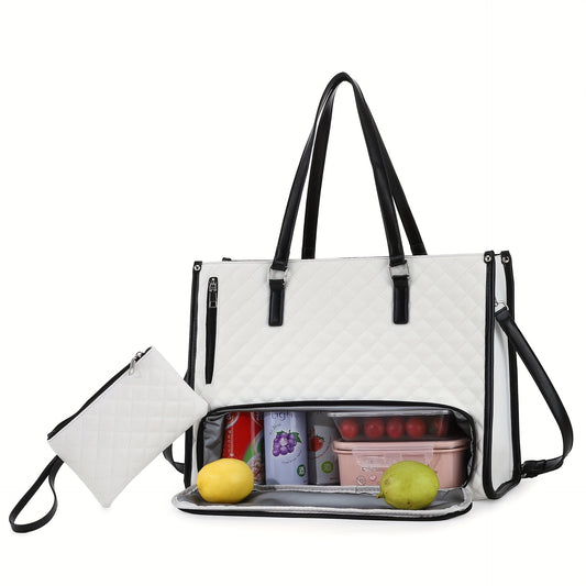 Large Capacity 2-in-1 Convertible Tote & Crossbody Bag with Detachable Shoulder Strap