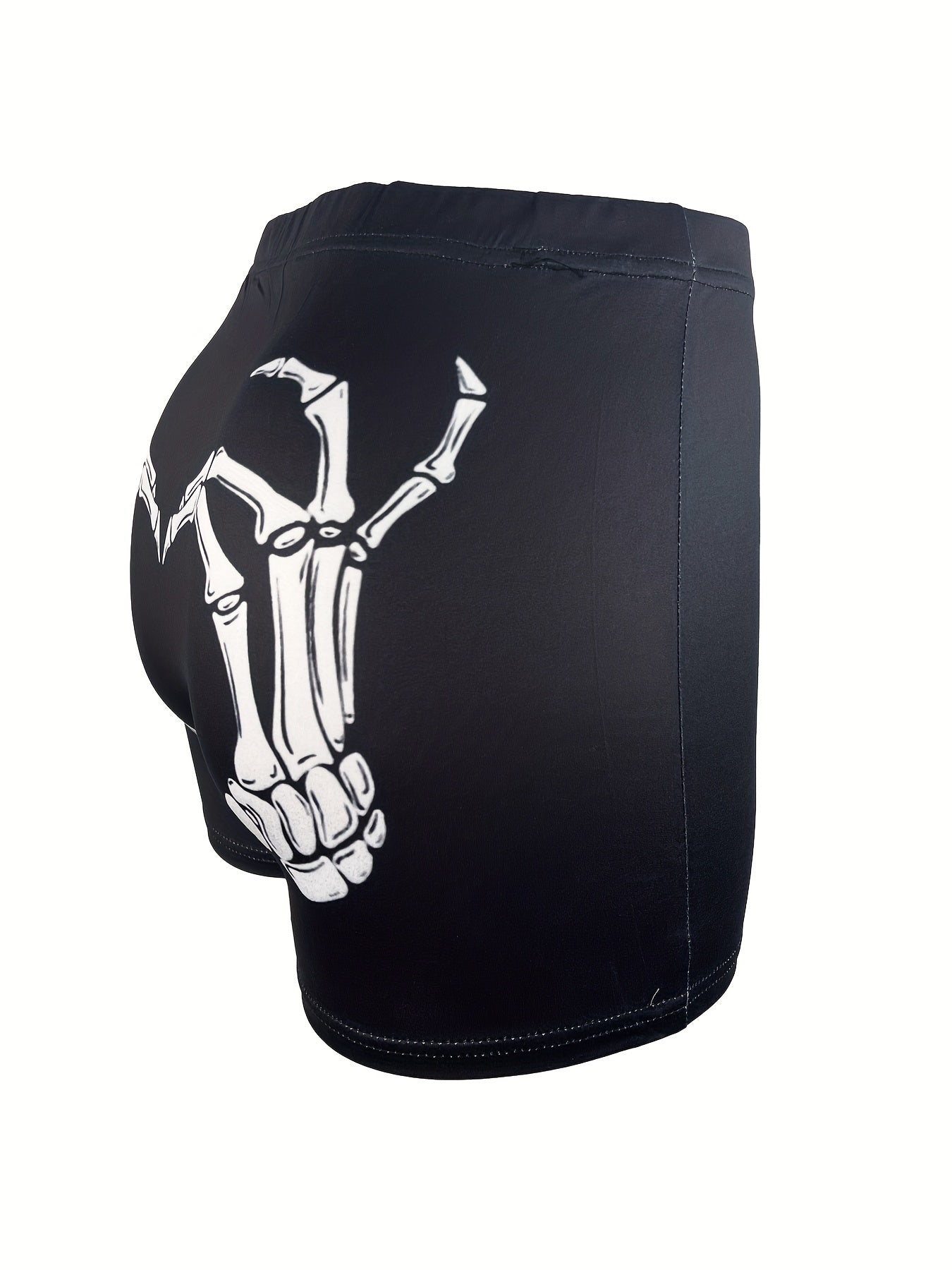 Skeleton Finger Print Skinny Shorts, Casual Shorts For Spring & Summer, Women's Clothing