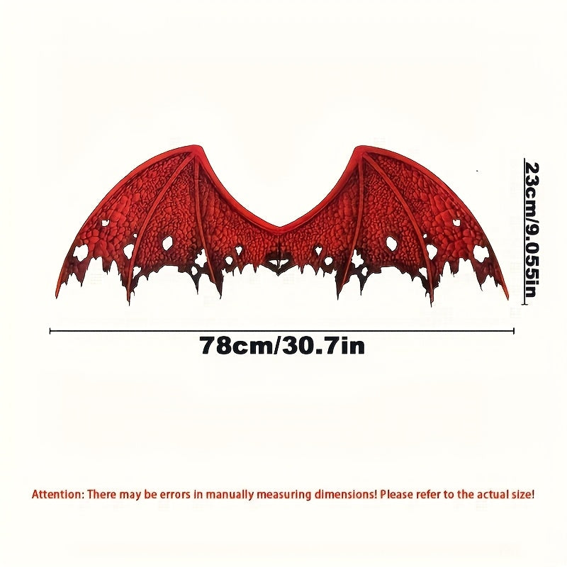 [Halloween Devil Wings] Halloween Red Devil Wings Costume | Funky Vampire Style, Non-Polyester Fabric, Party Performance Prop, Cosplay, Festive Horror Accessory, Hand Wash or Dry Clean
