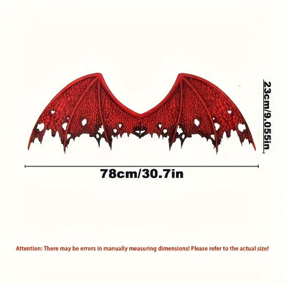 [Halloween Devil Wings] Halloween Red Devil Wings Costume | Funky Vampire Style, Non-Polyester Fabric, Party Performance Prop, Cosplay, Festive Horror Accessory, Hand Wash or Dry Clean