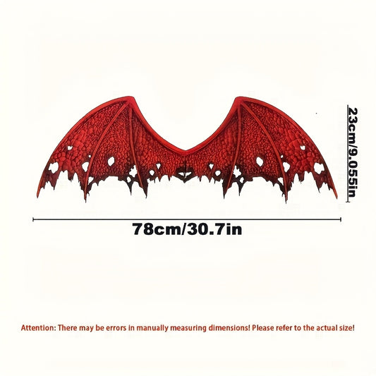[Halloween Devil Wings] Halloween Red Devil Wings Costume | Funky Vampire Style, Non-Polyester Fabric, Party Performance Prop, Cosplay, Festive Horror Accessory, Hand Wash or Dry Clean