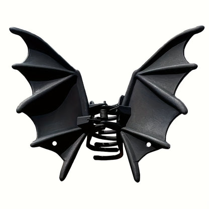[Gothic Bat Hair Clip] 1pc Gothic Punk-Style Halloween Bat Hair Clip - Matte Black Animal Print Hairpin for Women, Elegant Party Hair Accessory for Ponytails & Buns