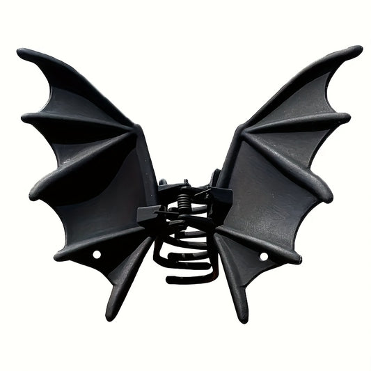 [Gothic Bat Hair Clip] 1pc Gothic Punk-Style Halloween Bat Hair Clip - Matte Black Animal Print Hairpin for Women, Elegant Party Hair Accessory for Ponytails & Buns