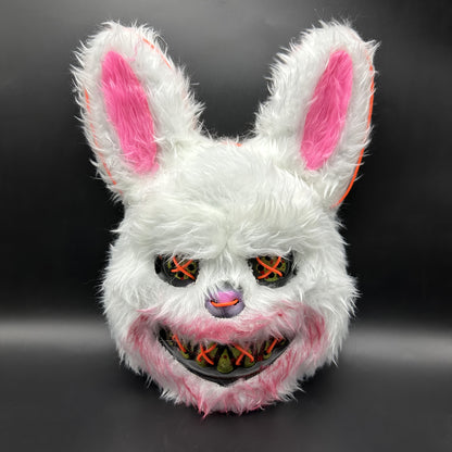Spooky Glowing Bunny and Bear Mask - Orange, Plastic, Battery-Operated Halloween, Easter, Carnival Costume Prop with X-Eyes and Sharp Teeth Design, Includes Battery Holder (Batteries Not Included), Halloween Costume | Playful