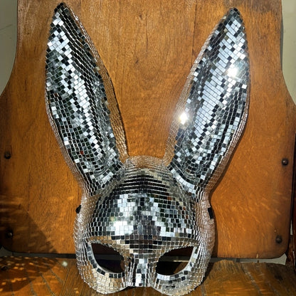 1 Stylish Rabbit Half Mask - Disco Reflective Bunny Mask - Suitable for Costume Parties, Easter, and Halloween - Home Decor